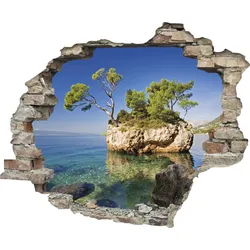 Wandtattoo QUEENCE "Insel", bunt, T:0,1cm, Wandtattoos, Wandsticker, Wandbild, selbstklebend, 3D, Wanddurchbruch
