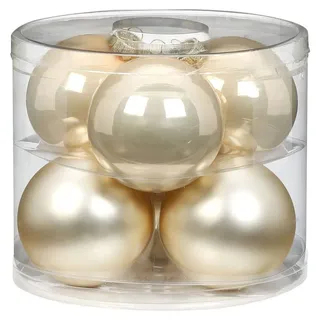 MAGIC Weihnachtskugeln Glas 10cm 6 STK. Christbaumkugeln Christbaumschmuck Farbe: Perle - Champagner Opal/matt
