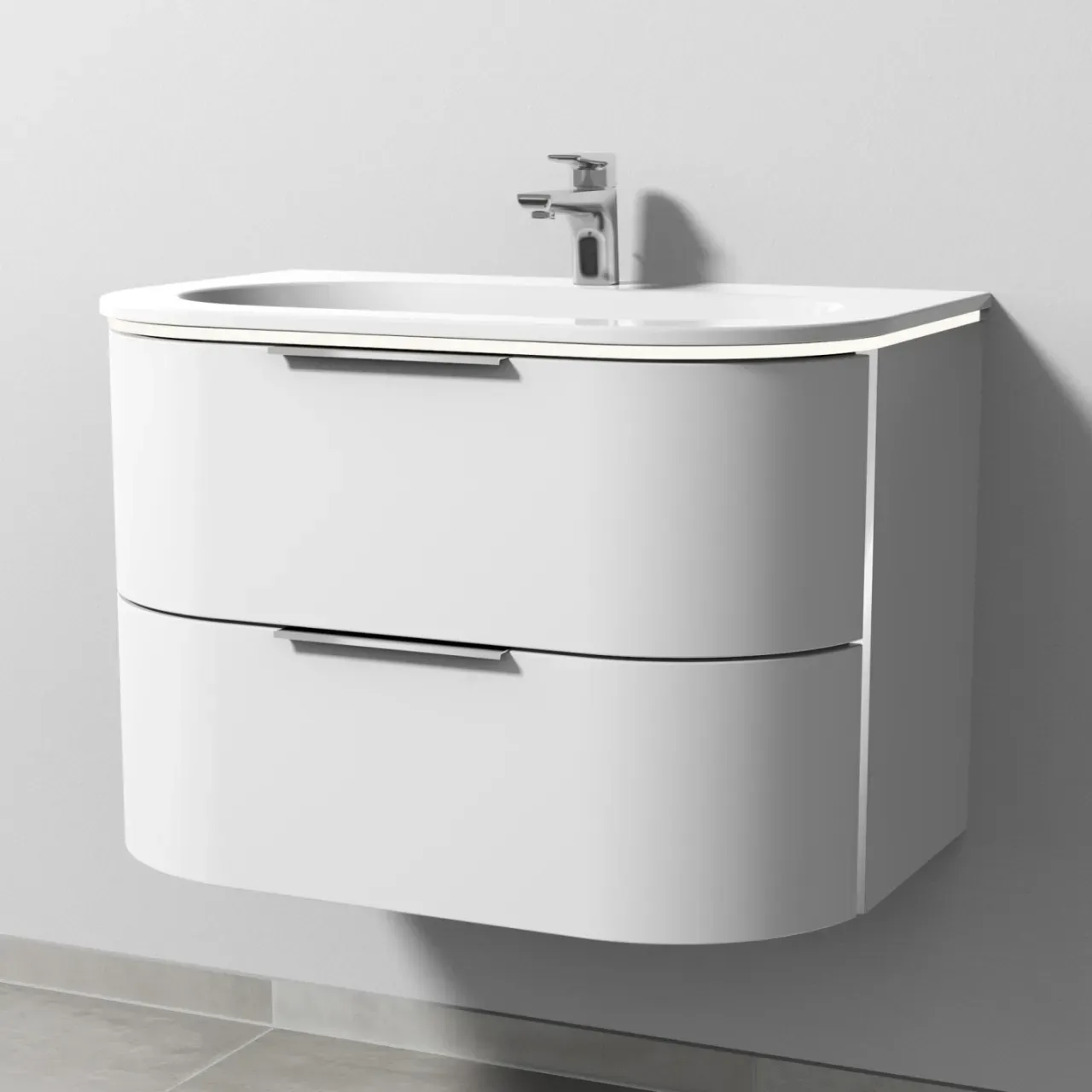 Sanipa 4balance Keramik-Set mit 2 Auszügen und LED-Beleuchtung, Weiß-Matt, DG41201 DG41201