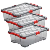 Rotho Evo Total Protection Aufbewahrungsbox 39,3 x 28,3 x 16,0 cm 3-tlg. rot