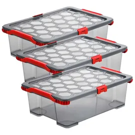 Rotho Evo Total Protection Aufbewahrungsbox 39,3 x 28,3 x 16,0 cm 3-tlg. rot