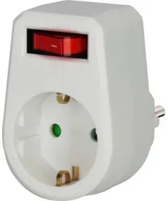 Adapterstecker Schutzkontakt mit Schalter, 120 Stück im Display