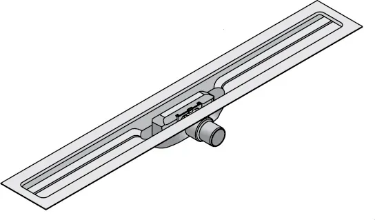 I-DRAIN Korpus Linear 54 mm, 70cm,1Siphon waagr.DN40,mit Abdichtg ID4M07001X1