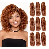 Marley Bob Kinky Curly - Haarverlängerungen zum Flechten mit Crochet im Echthaar-Look Kanekalon - 360 g 180 Strähnen auf 9 Stück + 3 Zubehör inklusive (#30, 8" 20cm)