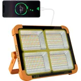 100W LED Baustrahler Solar Wiederaufladbar, Akku Arbeitsstrahler Tragbare Campinglampe mit 16500mAh Powerbank,10000 Lumen für Baustelle Garage Werkstatt für Angeln Notfall Baustelle Garage1