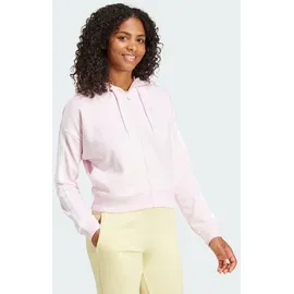 adidas Damen Essentials 3-Streifen French Terry Kapuzenjacke - Clear Pink / White - M