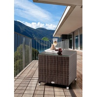 Destiny Beistelltisch »AUCKLAND«, Polyrattan, 45x45x45cm, mit aufgelegter Glasplatte, bronze