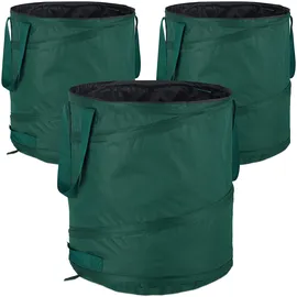 Relaxdays Laubsack selbstaufstellend 3er Set 85L Ø 46 cm grün