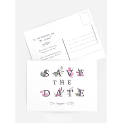 Save the Date Karten selbst gestalten mit Spruch und Fotos im Onlinedesigner bei Meine-Kartenmanufaktur.de