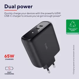 Trust Maxo Dual USB-C Schnellladegerät 65W Schwarz