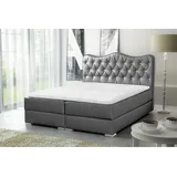 Fun Möbel Boxspringbett Schlafzimmerbett SULTAN Kunstleder Hellgrau 160x200cm - Schwarz