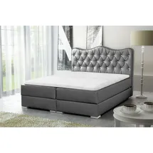 Fun Möbel Boxspringbett Schlafzimmerbett SULTAN Kunstleder Hellgrau 160x200cm - Schwarz