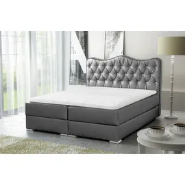 Fun Möbel Boxspringbett Schlafzimmerbett SULTAN Kunstleder Hellgrau 160x200cm - Schwarz