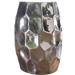 Kadima Design Orientalischer Beistelltisch `Enns`: Hammerschlag-Design, Aluminium, pflegeleicht. Silber, 30x30x47 cm
