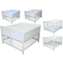 Micoland Kinderbett Zwillingsbett Zwillingskinderbett mit 2 Matratzen 120x120cm + Nestchen rosa|weiß