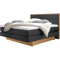 Boxspringbett HASENA "Ottawa", braun (anthrazit, eiche bianco), B:148cm L:205cm, Komplettbetten, Boxspringbett, Boxspringbett, wählbare Polsterbezüge, zwei Bettkästen aus Eiche