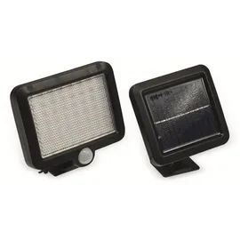 ChiliTec Solar Wandleuchte m. Bewegungsmelder 300lm, 6000K, Akku, externe Solarzelle - Schwarz