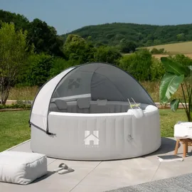 Home Deluxe Splash Ø 208 x 65 cm Grau inkl. Kissen, Getränkehalter und Sonnendach