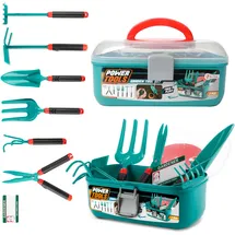 Toi-Toys 68201A - POWER TOOLS - Gartenwerkzeugset (7-teilig) im Werkzeugkoffer