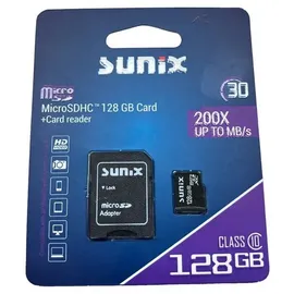 SUNIX Speicherkarte Microcard microSDHC Karte 128GB Class 10 UHS-I mit Adapter bis zu 200 MB/s