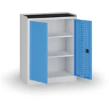 Werkstattschrank, 2 Regalböden, 1180 × 950 × 500 mm, blaue Tür