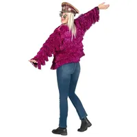 Karneval-Klamotten Kostüm Disco Jacke Damen 70er Jahre Outfit pink, Retro Schlager Damenkostüm Lametta Jacke Frauenkostüm Karneval Party 32-34