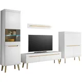 INOSIGN Wohnwand »Torge, Anbauwand, Schrankwand, Mediawand, Wohnzimmer-Set«, (Set, 4 St.), enthält 1 Vitrine, 1 Lowboard, 1 Highboard + 1 Wandboard, 360 cm breit, weiß