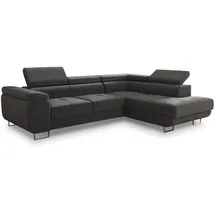 Sofnet Ecksofa Caris mit Schlaffunktion und einstellbare Kopfstützen, Wohnlandschaft mit Bettkasten, Couch, Sofa, (Grau (Kronos 22), Ecksofa rechts, L-Form,Rechteckig, 273x203 cm, Wohnzimmer, Sofas & Couches, Wohnlandschaften, Ecksofas