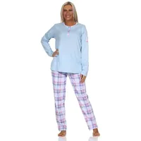 Normann Schlafanzug langarm Pyjama karierter Jersey - auch in