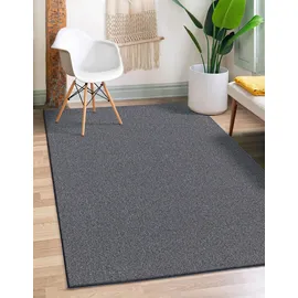 The CarPET Natal Moderner einfarbiger Teppich Wohnzimmer, für die Küche geeignet, Tufting, robuster Kurzflor mit Filz-Rücken, weich & schmutzabweisend, Anthrazit, 160 x 230 cm