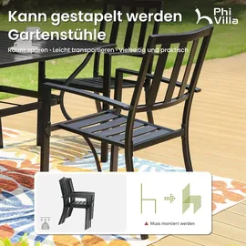 luxuskollektion PHI VILLA Gartenmöbel Set Metall E-Coating Schwarz - Schwarz