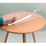 SWD TWTH Runde PVC-Tischdecken, transparente PVC-Tischdecke, kristallklarer Kunststoff-Tischschutz, kratzfest, rutschfest, große Tischmatte (1,0 mm, 160 cm)