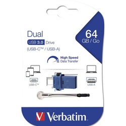 Verbatim Dual USB 3.0 64 GB blau USB-Stick USB-Stick