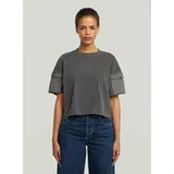 G-Star Washed Mix Boxy Cropped T-Shirt - schwarz - Damen, - M,