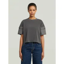 G-Star Washed Mix Boxy Cropped T-Shirt - schwarz - Damen, - M,