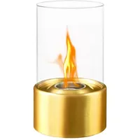Bioethanol-Kamin Taipei, Ökologischer Kamin, Rauchfreies Feuer, Heizung mit Ethanol, Made in Italy, 16x16 h29 cm, Gold und Transparent - Dmora