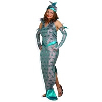 KarnevalsTeufel Damenkostüm Meerjungfrau Kleid mit Hut und Armstulpen Mermaid Nymphe (40)