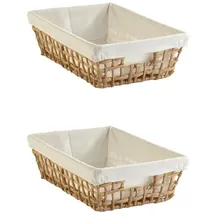 Home4You Aufbewahrungskorb 2er Set 35 x 25 x 11 cm beige-braun