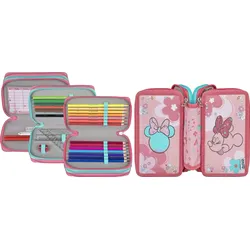 Federmäppchen SCOOLI "Tripledecker, Minnie Mouse", Kinder, pink (minnie mouse), Polyester, Schreibgeräteetuis