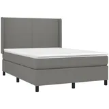 vidaXL Boxspringbett mit Matratze Dunkelgrau 140x200 cm Stoff