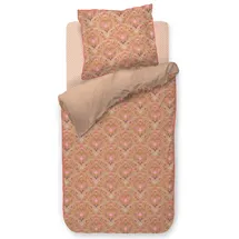 Pip Studio Bettwäsche Alba Khaki Perkal Ornamente Fächermuster Blumen Blätter Früchte rosa rot, Größe:155 cm x 220 cm