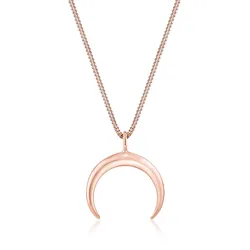 Kette mit Anhänger ELLI "Kette Anhänger Halbmond Fein 925 Silber" Gr. 55, rosa (rosegold), Halsketten, Damen, 55, Silber 925 (Sterlingsilber), L: 45cm