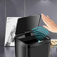 URCheers Sensor Müll-Eimer, ca. 12 Liter automatischer Deckel Abfall-Behälter, eckig, für Küche, Restmüll, Bio-Abfall oder als Windel-Eimer in schwarz geruchsdicht