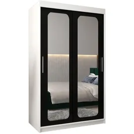 abiks möbel Schwebetürenschrank Promo 120 x 200 x 62 cm Schwarz/Weiß