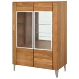 szynaka meble Vitrinenschrank Glasvitrine Highboard Latina 96x42x134cm Honig Eiche teilmassiv