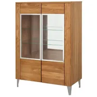 szynaka meble Vitrinenschrank Glasvitrine Highboard Latina 96x42x134cm Honig Eiche teilmassiv