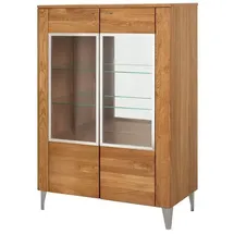 szynaka meble Vitrinenschrank Glasvitrine Highboard Latina 96x42x134cm Honig Eiche teilmassiv