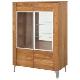 szynaka meble Vitrinenschrank Glasvitrine Highboard Latina 96x42x134cm Honig Eiche teilmassiv