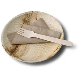 Greenbox BIOZOYG Palmware Hochwertiges Palmblattgeschirr I 200 Stück Palmblatt Teller rund Ø 15 cm I Bio Einweggeschirr biologisch abbaubar Partygeschirr Einmalgeschirr Wegwerfgeschirr