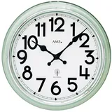 AMS Funkwanduhr F5510 (Quarzuhr,Wohnzimmer,Esszimmer,Küche,Arbeitszimmer,Büro,Flur) grün|silberfarben